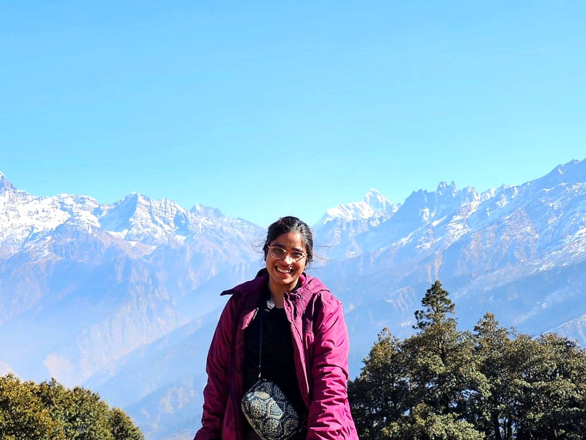 At Kuari Pass with the Garhwal range and Nanda Devi behind