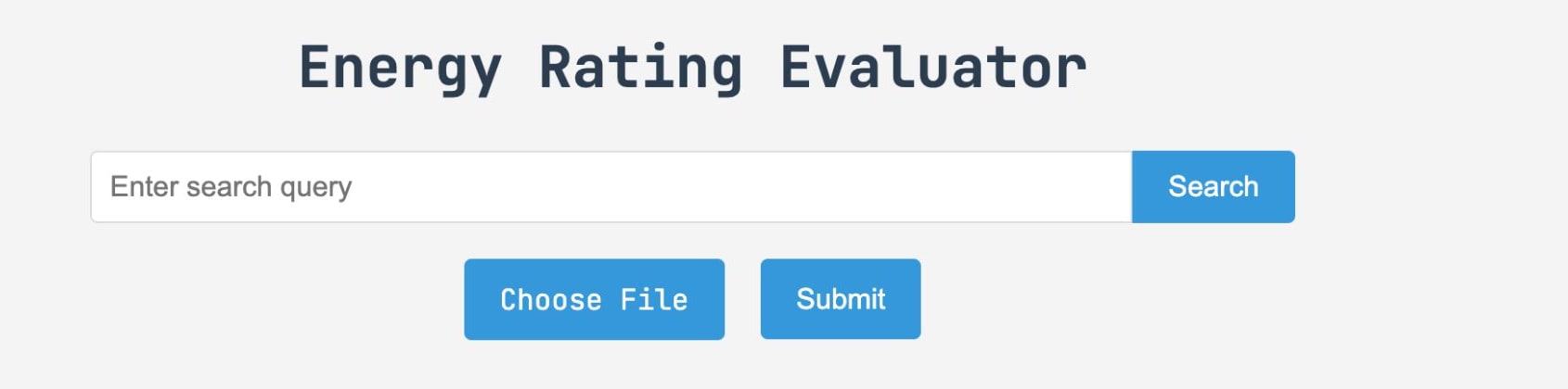 The tool's front page: a search box for a product name, and a file upload for an invoice