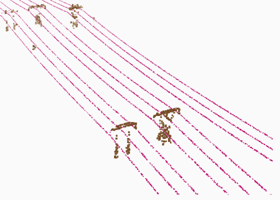 Same tile at 5 points per square metre, model trained across densities: wires and poles intact
